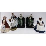 Three Royal Doulton figures including Paisley Shawl, Country Lass, Royal Governor's Cook together