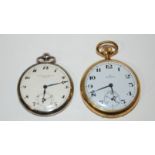 A yellow-metal pocket watch and a white-metal pocket watch (2) Condition Report: Available upon
