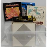 A box of rock, prog rock and heavy metal vinyl LP records with Black Sabbath, Eire Apparent,