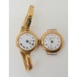 Two 9ct gold vintage watches one with a 9ct elasticated strap, weight combined with mechanisms 31.