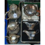 A tray lot of ep - tea service, sauceboat etc. Condition Report: Available upon request