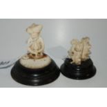 Carved three monkey figure group and snake charmer Condition Report: Available upon request
