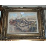 ROBERT PURVIS FLINT Trawlers, Leith, signed, watercolour, 26 x 37cm Condition Report: Available upon