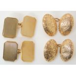 Two pairs of 9ct gold vintage cufflinks, weight combined 17gms Condition Report: Available upon