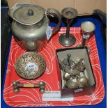 A tray lot of ep - water pot, bonbon dishes etc. Condition Report: Available upon request