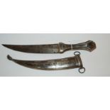 An Eastern dagger with decorative hilt and scabbard, scabbard split Condition Report: Available upon