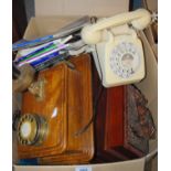 A box of miscellaneous including phone etc Condition Report: Available upon request