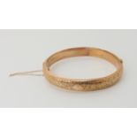 A 9ct rose gold bangle, clasp (af) weight 10.8gms Condition Report: Available upon request