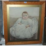 BRITISH SCHOOL Portrait of a baby, monogrammed, watercolour, 56 x 48cm Condition Report: Available