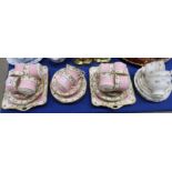 A Fenton China teaset, the pink ground with floral swags and other rose decorated items Condition