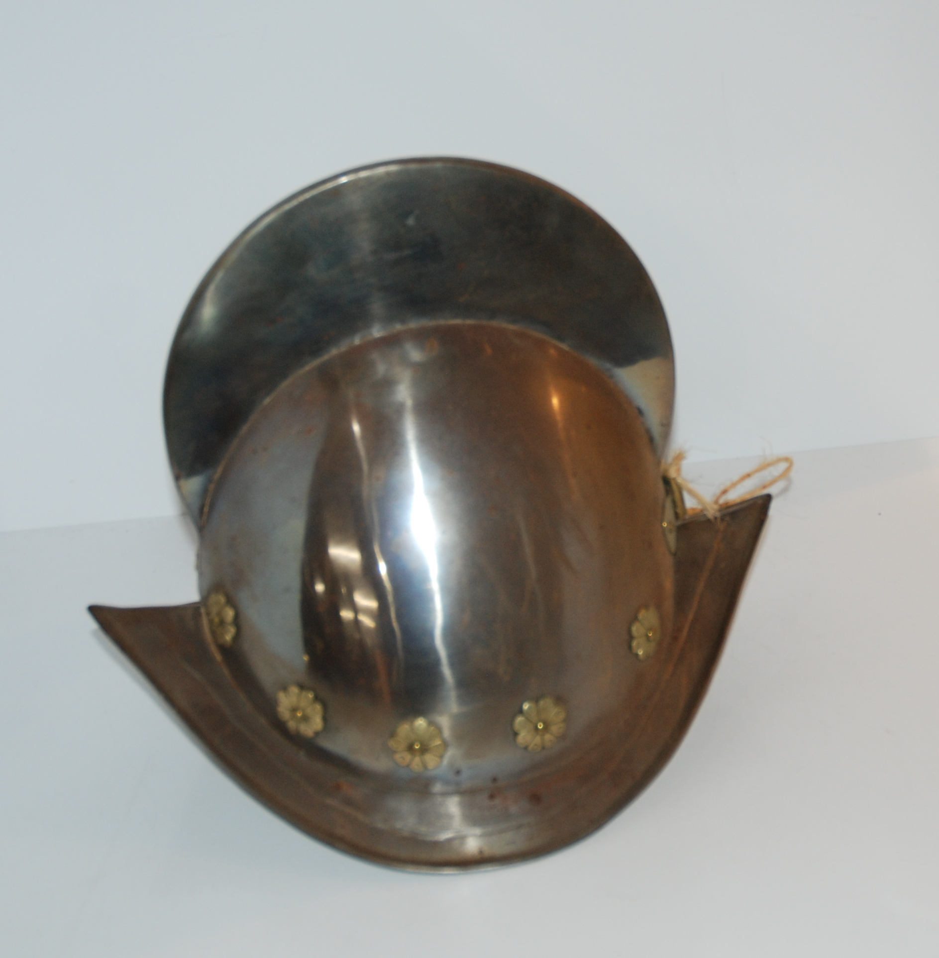 A 20th century helmet and leather belts Condition Report: Available upon request - Image 2 of 4