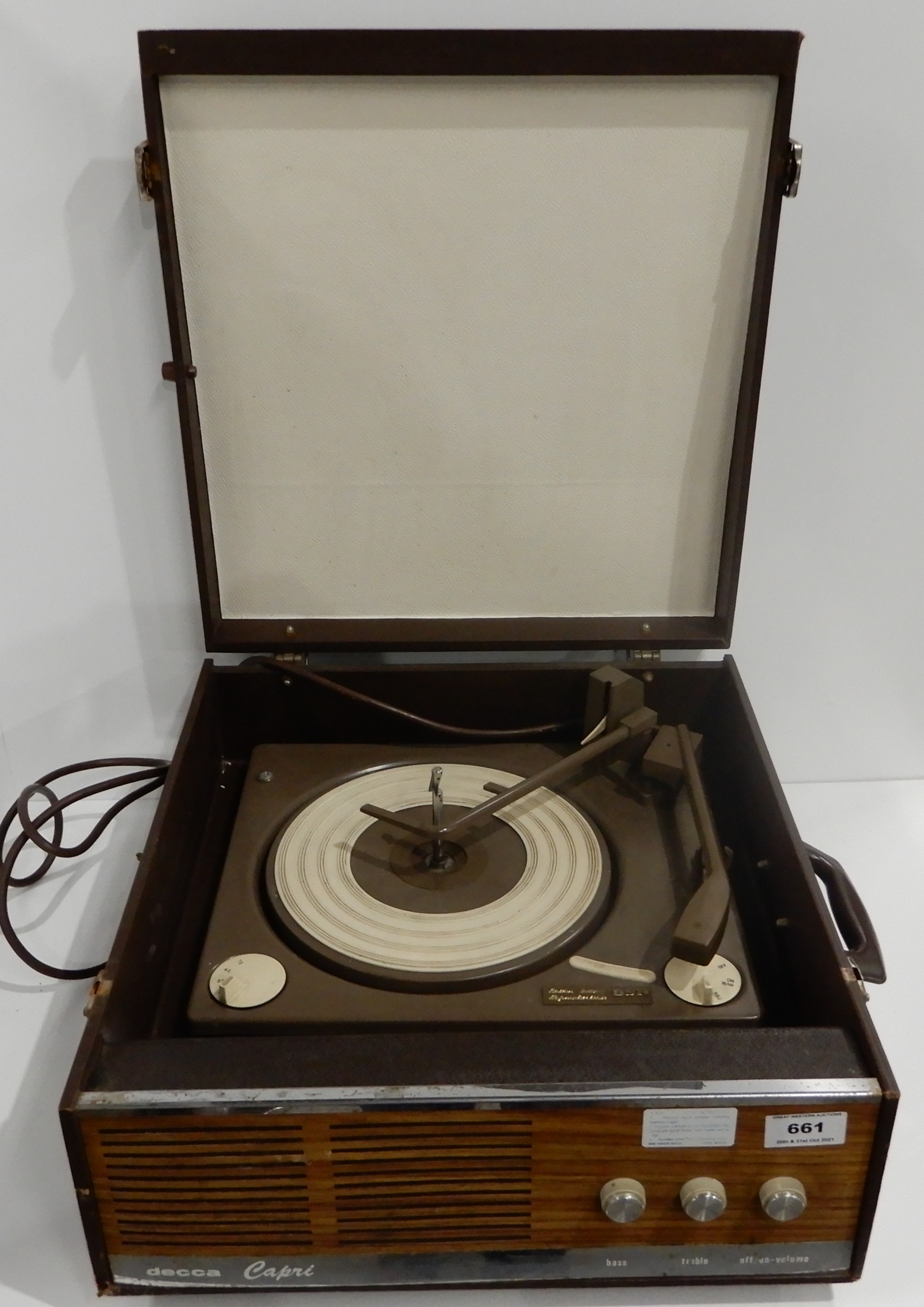 A Decca Capri portable vinyl record player Condition Report: Available upon request - Image 2 of 4