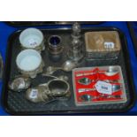 A tray lot of ep - salts,box, spoons etc. Condition Report: Available upon request