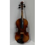 A two piece back violin 35 cm with label to the interior J.L.G. Antonius Straduarious Faciebat