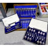 A lot comprising three cased cutlery sets Condition Report: Available upon request