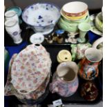 A Grimwades Java pattern vase, Royal Winton Eleanor pattern dishes, Arthur Wood lustre dishes,
