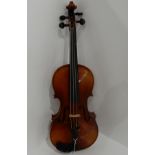 A two piece back violin 33.5 cm with case Condition Report: Available upon request