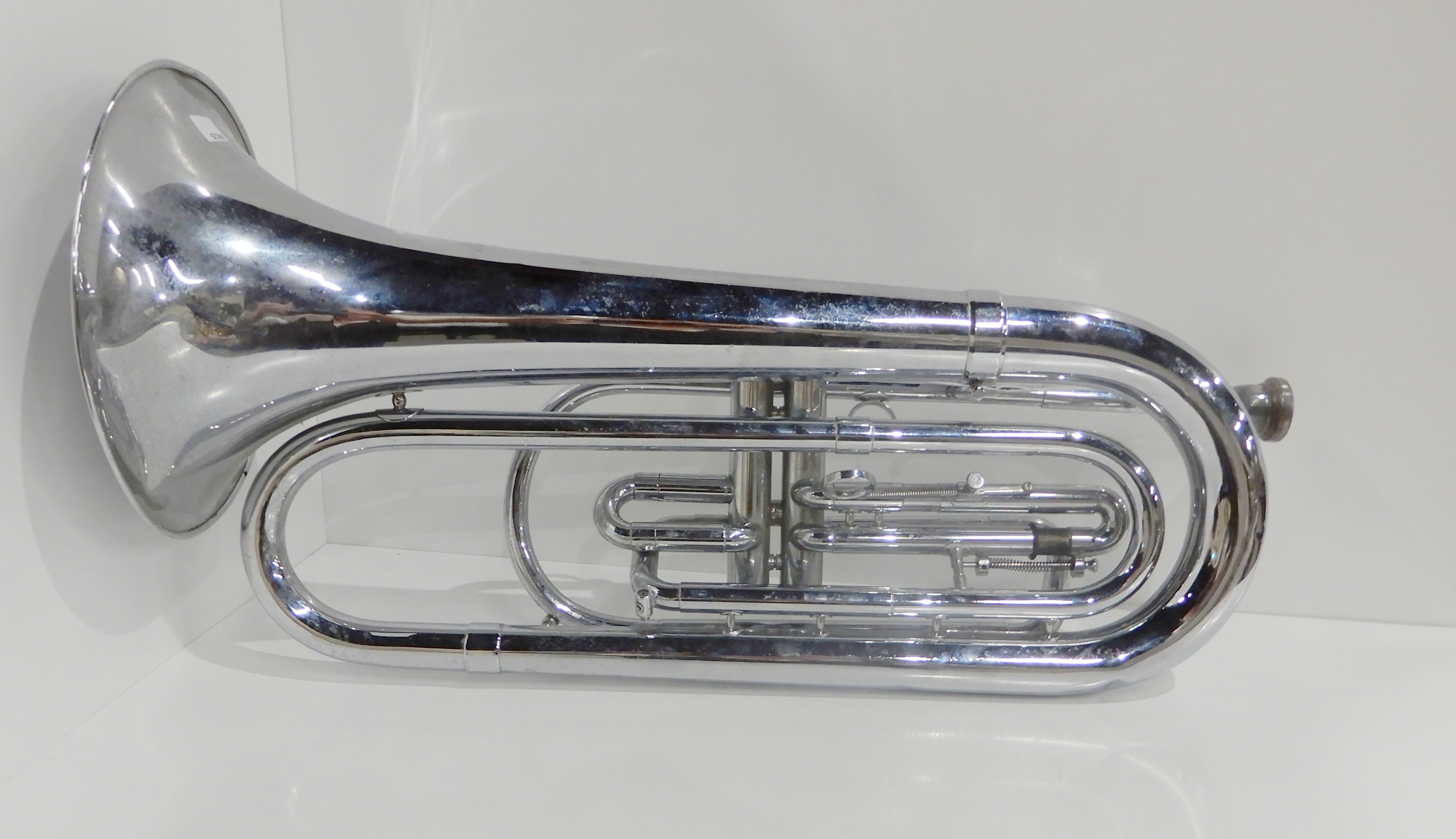 A two valve baritone bugle by Dynasty, A 3856, together with a Besson 8 mouthpiece Condition Report: - Image 4 of 4