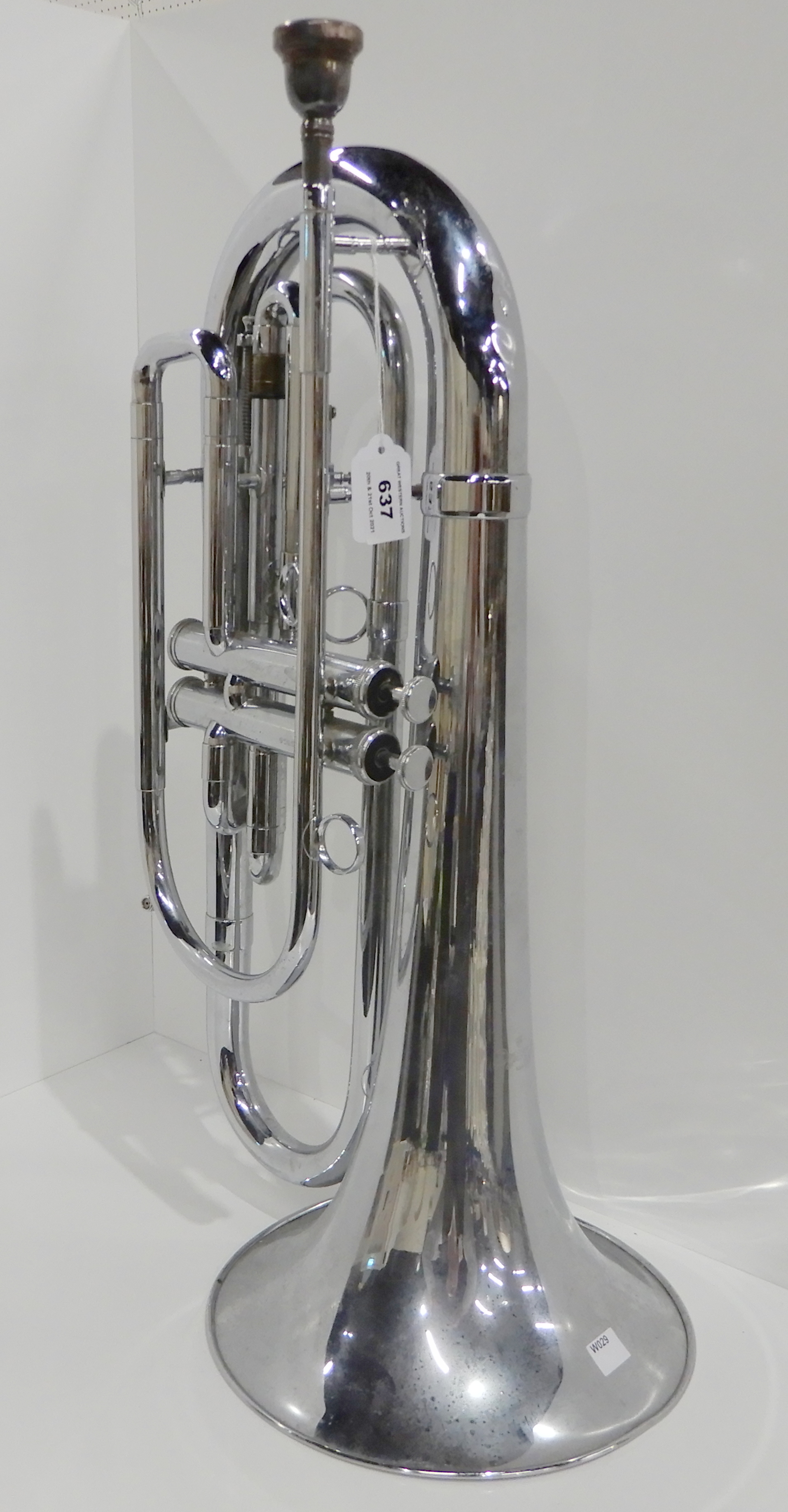 A two valve baritone bugle by Dynasty, A 3856, together with a Besson 8 mouthpiece Condition Report: - Image 2 of 4