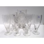 A set of Stuart star cut drinking glasses and a matching jug Condition Report: Available upon