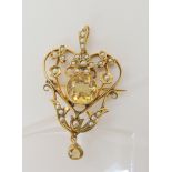 A 9ct gold Edwardian pendant brooch, dimensions 4.5cm, weight 5gms Condition Report: