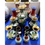 Seven pairs of cloisonne vases Condition Report: Available upon request