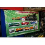 Two Mehano train sets, Triang R.161 Hopper Car Set all in original boxes, various wagons etc