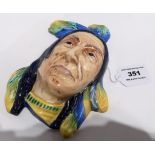 A 1930`s Beswick native North American Indian wall mask, No. 7797 Condition Report: Available upon