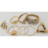 A collection of 9ct gold and yellow metal items weight combined 5.9gms Condition Report: Available