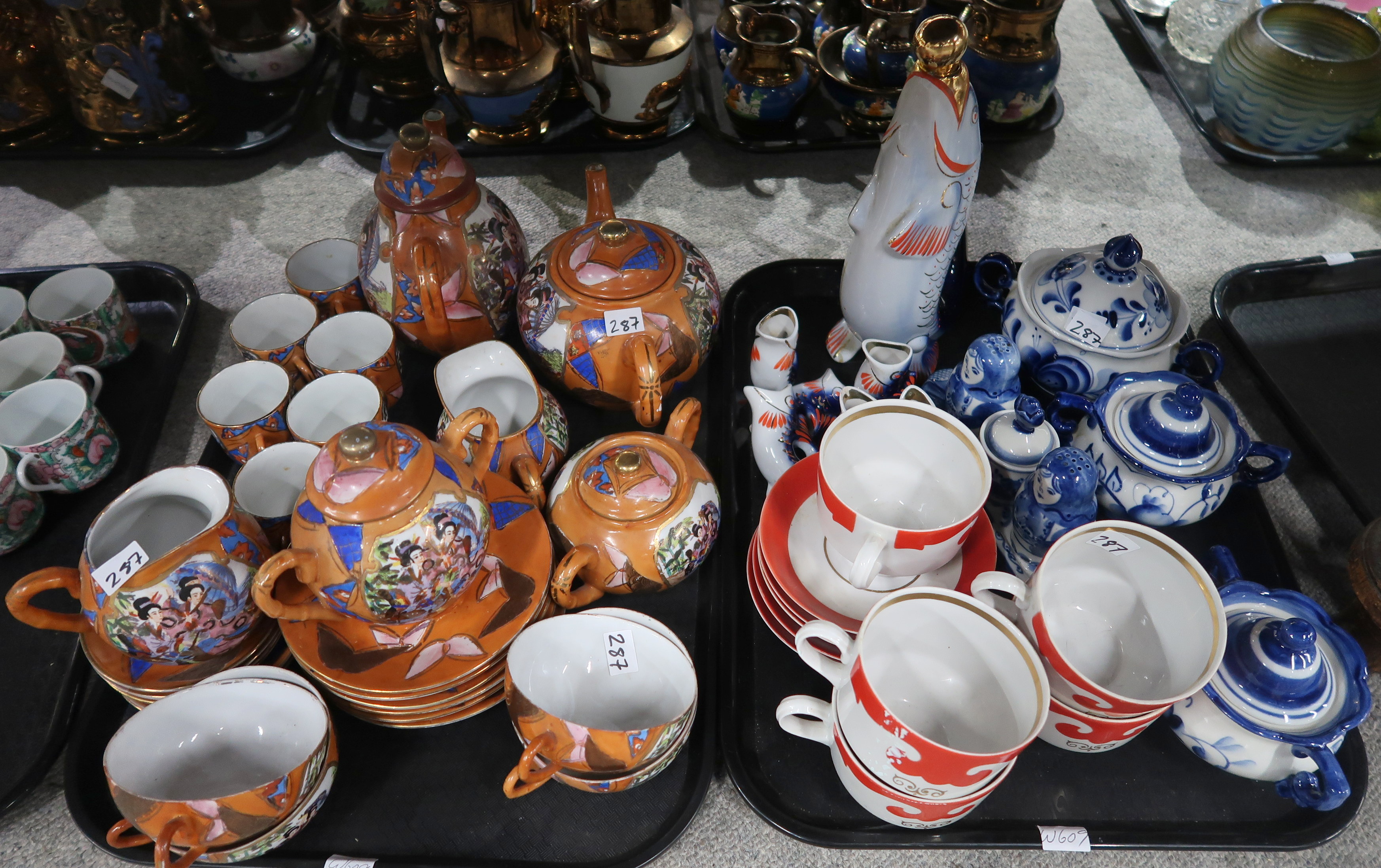 A Japanese eggshell teaset, another Satsuma hand painted tea and coffee service, a chinese coffee - Image 3 of 3