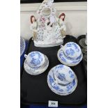 A set of six Taylor & Kent cups and saucers with transfer printed decoration of blue dragons, and