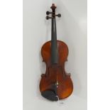 A one piece back violin 36cm bearing inscription to the interior Grandjon "A Paris" together with