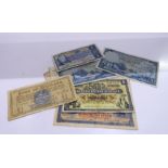 A collection of GB banknotes - Clydesdale bank one pound note 1925, Bank of Scotland one pound