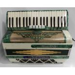 A Mirandelli 41 key 120 bass piano accordion featuring 5 voices: viola, musette, master, bandon