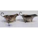 A pair of silver sauceboats Birmingham 1936 13.5 cm long 151 grams Condition Report: Available