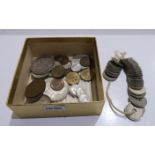 A lot comprising a Victorian crown 1898, a quantity of pre decimal coins & some foreign coins