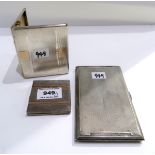 A lot comprising two silver cigarette cases and a silver compact 454 grams approx. Condition