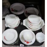 Pyrex rose pattern tablewares Condition Report: Not available for this lot