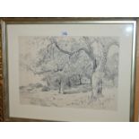 MURRAY URQUHART Trees in France, signed, inscribed and dated, 1925, ink and wash, 35 x 50cm
