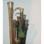 Six various horse whips including silver-mounted examples (af) Condition Report: Available upon