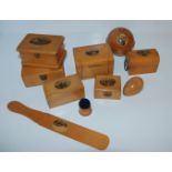 Ten various items of Mauchline ware including six boxes, page turner etc Condition Report: Available