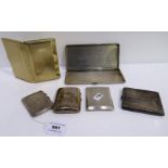 A lot comprising four silver cigarette cases 467 grams & two white metal cases Condition Report: