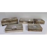 A lot comprising five assorted silver cigarette boxes Condition Report: Available upon request