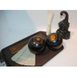 A cast iron jester door stop, pair of bowls etc Condition Report: Available upon request
