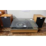 A Stereosound Productions Ltd Super 10 turntable with built in amplifier with two assorted