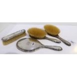 A four piece silver backed dressing table set London 1912 Condition Report: Available upon request