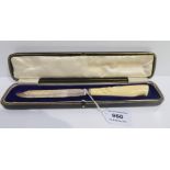 A cased silver and ivory handled cake knife Sheffield 1915 24 cm long Condition Report: Available