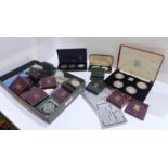 A collection of cased Festival of Britain crowns 1951, some pre decimal GB coins & a cased set of