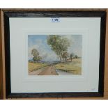 J KENT RICHARDSON East Lothian landscape, signed, watercolour, 17 x 22cm and G E PEARCE Santiago,
