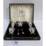 A cased six piece silver condiment set Birmingham 1964 260 grams Condition Report: Available upon
